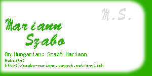 mariann szabo business card