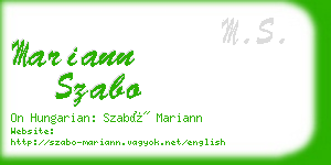 mariann szabo business card